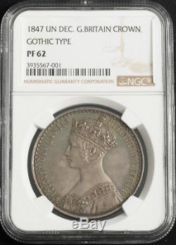 1847, Great Britain, Queen Victoria. Rare Proof Silver Gothic Crown. NGC PF-62