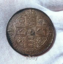 1847 Great Britain Queen Victoria. Rare Proof Silver Gothic Crown UNC 28.7 Grams