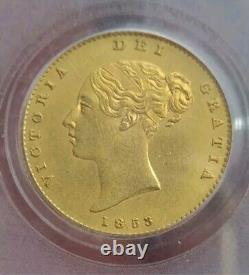 1853 Great Britain Half Sovereign Gold Coin Slabbed By PCGS MS63 RARE