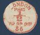 1856 London England Paid 1/2 Red Postmark On Paper (no Stamp), Rare Piece