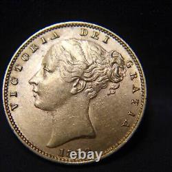 1858 Great Britain Queen Victoria Full Shield Back Gold Sovereign Coin -au -rare