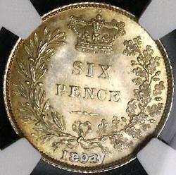 1858 NGC MS 64 Victoria 6 Pence Great Britain Rare Silver Coin (23042401C)