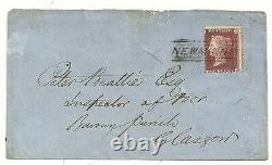 1858 RARE NEWMILNS AYRSHIRE SCOTS LOCAL CANCELLATION ON COVER 1d STAR TO GLASGOW