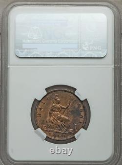 1860 Great Britain 1/2 Penny Toothed Boarders NGC MS 63 RB Rare Variety