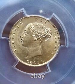 1861 Great Britain Half Sovereign Gold Coin Slabbed By PCGS MS63 RARE