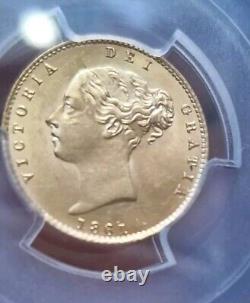 1861 Great Britain Half Sovereign Gold Coin Slabbed By PCGS MS63 RARE