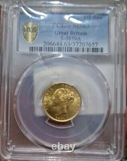 1861 Great Britain Half Sovereign Gold Coin Slabbed By PCGS MS63 RARE