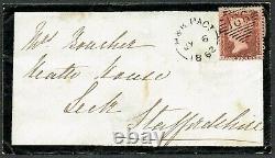 1862 1d Star BK Rare Fine H&K Packet DUBLIN Duplex to Leek Staffs DUNDRUM