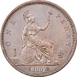 1864 Penny 1d, Crosslet 4, AU55 NGC, Extremely Rare, Great Britain