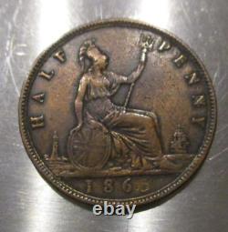 1865/3 Great Britain 1865/3 1/2 Penny Rare Very Nice Condition- Free Shipping