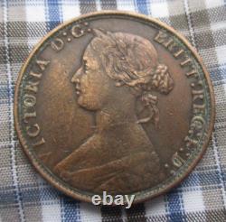 1865/3 Great Britain 1865/3 1/2 Penny Rare Very Nice Condition- Free Shipping