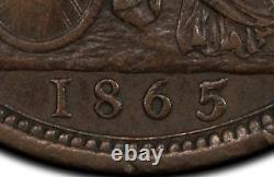 1865/3 Great Britain Victoria Penny PCGS VF35 Rare Bronze Coin