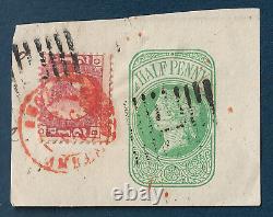 1870 Uk Britain Victoria Stamp Rare Red Double Ring Cancel, Great On-paper Piece