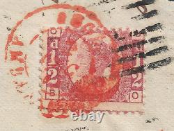 1870 Uk Britain Victoria Stamp Rare Red Double Ring Cancel, Great On-paper Piece