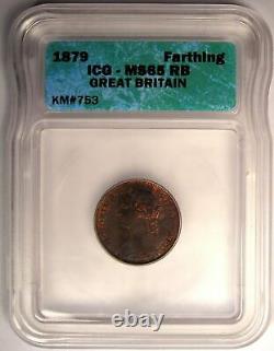 1879 Britain Farthing ICG MS65 RARE Gem BU Uncirculated Coin