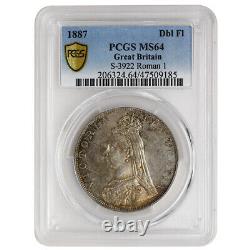 1887 1 Double Florin, Great Britain, PCGS MS64 Rare Coin