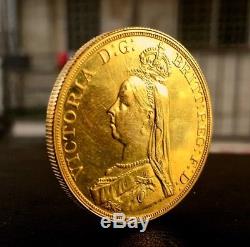 1887 Great Britain Gold 5 Pound 40 gram Gold Coin Queen Victoria RARE