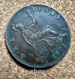 1891 Great Britain One 1 Penny Victoria D. G. XF Rare Antique Collectible Coin