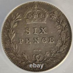 1892 AU55 Great Britain Silver 6 Pence ANACS Rare Queen Victoria 6P Rare Coin
