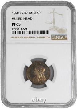 1893 6 Pence Great Britain NGC PF65 Veiled Head World Coin Rare Coin