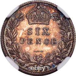 1893 6 Pence Great Britain NGC PF65 Veiled Head World Coin Rare Coin