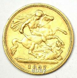 1897 Great Britain England Victoria Gold Half Sovereign UK Coin 1/2S Rare