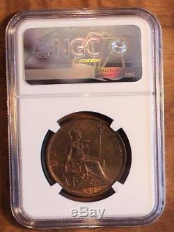 1897 Great Britain Penny Ultra Rare High Sea Level KM #790 NGC MS 62 BN