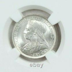 1897 Great Britain Silver 1 Shilling Queen Victoria Draped Bust Ngc Ms 64 Rare