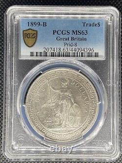 1899 B Great Britain Trade Dollar Silver Rare Coin Prid-8 Pcgs Ms63
