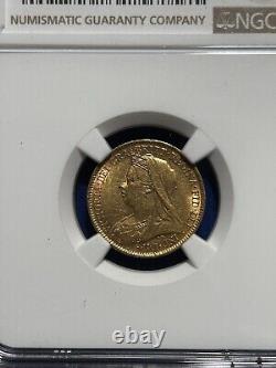 1900 Great Britain Victoria 1/2 Sovereign Gold Coin NGC AU 58 Graded Rare