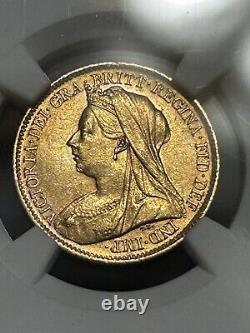 1900 Great Britain Victoria 1/2 Sovereign Gold Coin NGC AU 58 Graded Rare