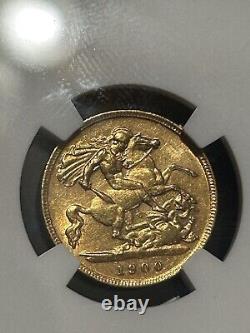 1900 Great Britain Victoria 1/2 Sovereign Gold Coin NGC AU 58 Graded Rare