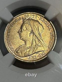 1900 Great Britain Victoria 1/2 Sovereign Gold Coin NGC AU 58 Graded Rare