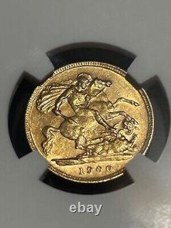 1900 Great Britain Victoria 1/2 Sovereign Gold Coin NGC AU 58 Graded Rare