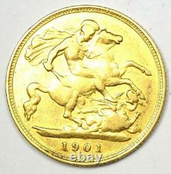1901 Great Britain England Victoria Gold Half Sovereign UK Coin 1/2S Rare