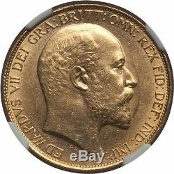 1902 Gold 2 Pounds Great Britain, Rare, Ngc Ms-61