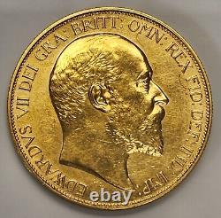 1902 UK Great Britain 5 Pounds Gold Coin in AU/BU Condition Rare