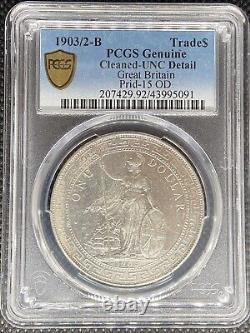 1903 /2-b Overdate Great Britain Trade Dollar Rare Coin Pcgs Unc-det. Cleaned