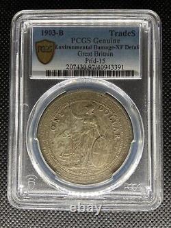 1903 B Great Britain Trade Dollar Rare Silver Coin Prid-15 Pcgs Xf-detail