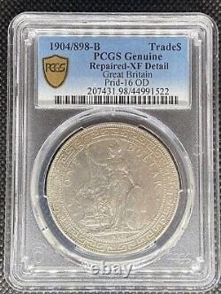 1904 / 898-b Overdate Great Britain Trade Dollar Rare Coin Pcgs Xf-detail