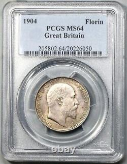 1904 PCGS MS 64 Florin Edward VII Great Britain Rare Silver Coin (19040201C)