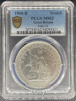 1909 B Great Britain Trade Dollar Silver Rare Coin Prid-19 Pcgs Ms62