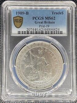 1909-b Great Britain Trade Dollar Silver Rare Coin Prid-19 Pcgs Ms62
