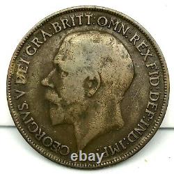1918 H Great Britain- George V One Penny Bronze Coin- Km# 810 Rare