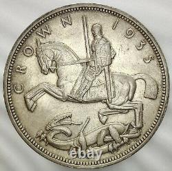 1935 Silver CROWN of Great Britain KING GEORGE V Dragon Slayer Rare Coin