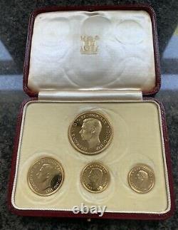 1937 KING GEORGE VI GOLD PROOF BOXED COIN SET £5 to Half Sovereign RARE SET