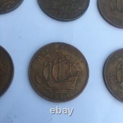 1937 To 1952 Half Penny Coin Collection Great Britain -VERY RARE