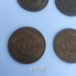 1937 To 1952 Half Penny Coin Collection Great Britain -VERY RARE