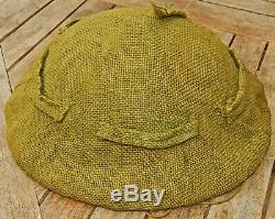 1942 Dated BRODIE Steel HELMET with HESSIAN CAMOUFLAGE Cover RARE 100% Original