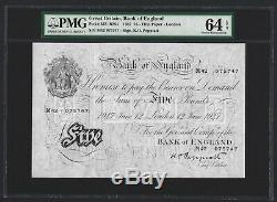 1947 GREAT BRITAIN, BANK OF ENGLAND 5 Pounds B264 Peppiatt, PMG 64 EPQ UNC, Rare